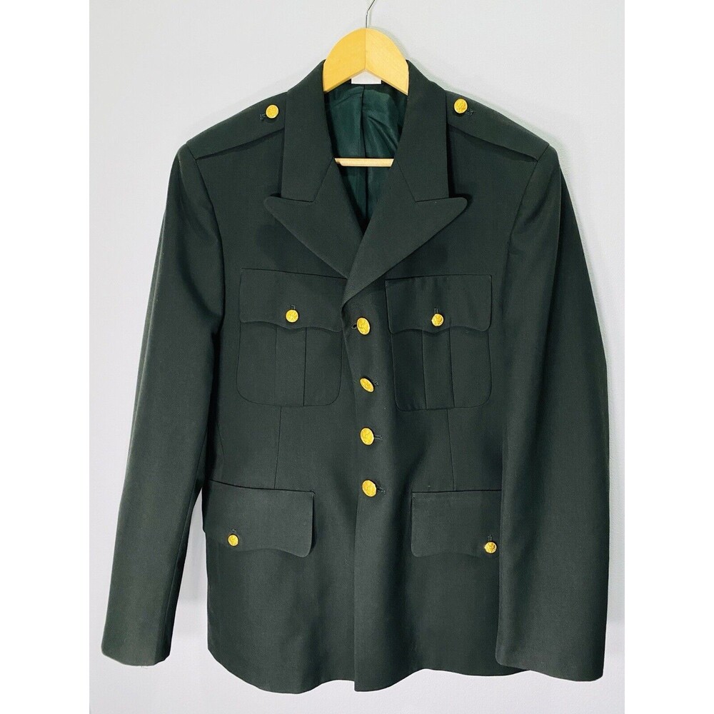 Coat Men’s Us Army Green Service Dress Uniform Jacket Leather Gloves Hat 41 REG
